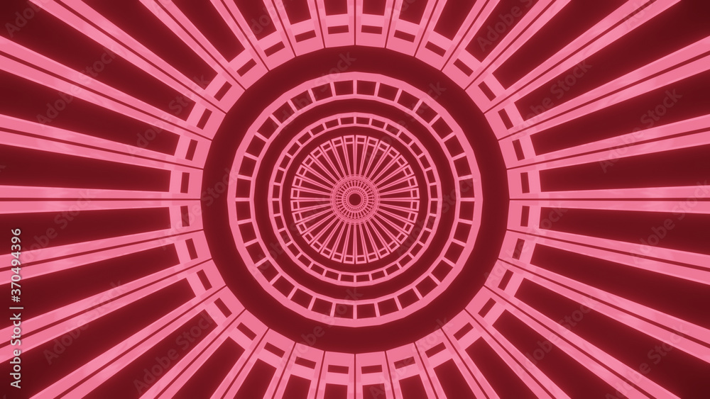 Wall mural illustration graphic of abstract lining and circular pattern energy tunnel in space. seamless loop f
