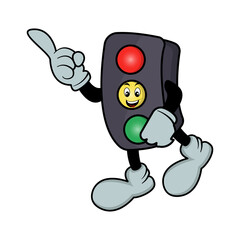 Traffic light character cartoon. Design template vector