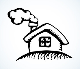 Small house. Vector drawing icon