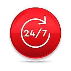 24/7 rotate arrow icon shiny luxury design red button vector