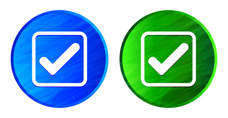 Check box icon grunge texture round button set illustration