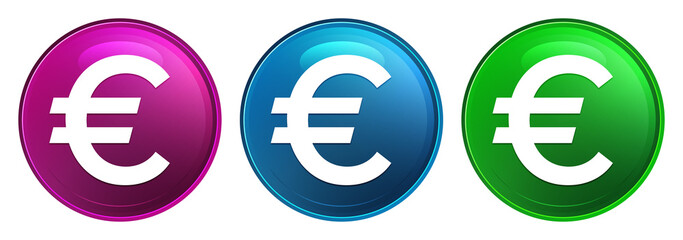 Euro sign icon magic glass design round button set illustration