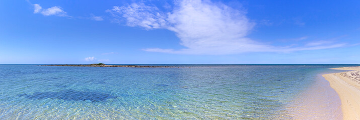Salento coast: Lido Marini beach, almost sandy and embellished with low cliffs, easy to reach,...