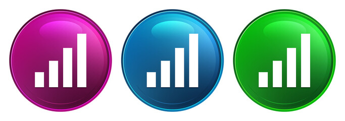 Statistics icon magic glass design round button set illustration