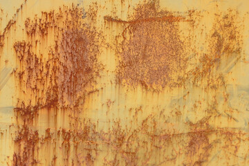 Rust surface. Close up of black rust on an old sheet of metal texture. 