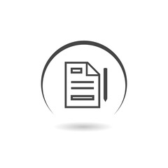 Document with pen icon with shadow