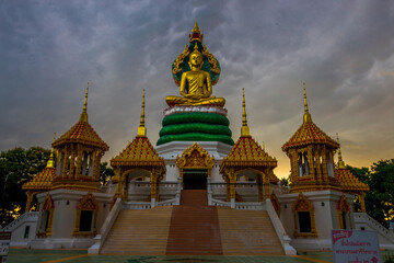 Fototapeta premium background of one of the beautiful religious attractions in the Ubon Ratchathani Province of Thailand (Wat Mongkol Kowitharam) has beautiful sculptures and is worth preserving for future generations t