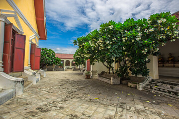 Background of old Buddha statues at Nakorn Luang castle Ayutthaya of Thailand, has beautiful sculptures and is worth preserving for future generations to study its history.