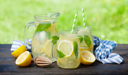 Lemon and mint homemade lemonade