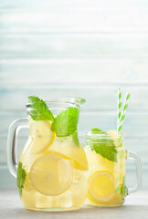 Lemon and mint homemade lemonade