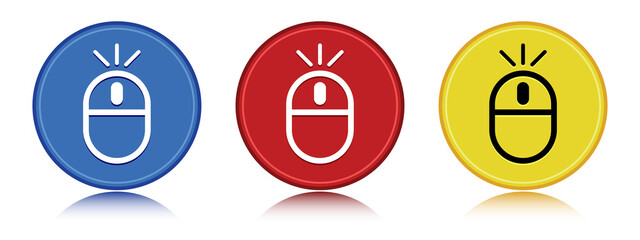 Wireless mouse icon flat round button set illustration