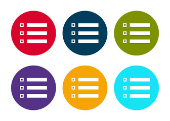 Hamburger menu bar icon modern flat round button set illustration