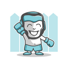 boxing kid cartoon illustration creative concept