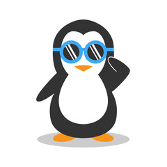 penguin with glasses cartoon illustration creative concept