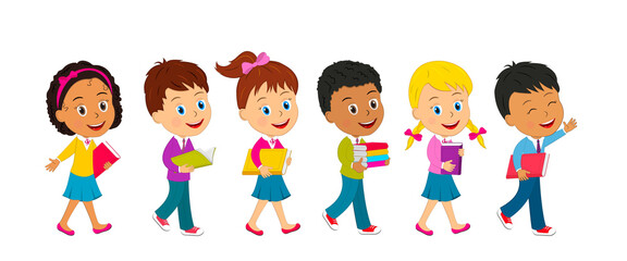 Cartoon kids and books,illustratin,vector