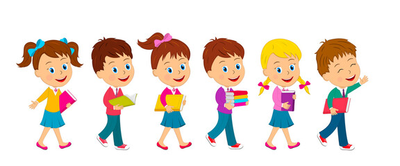 Cartoon little kids and books,illustration,vector