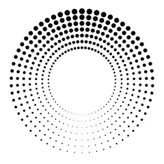 Halftone dots in circle form. round logo . vector dotted frame . design element