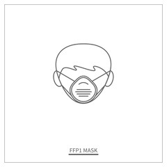 Man Wearing FFP1 Mouth Mask Icon. Vector Illustration Design.