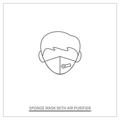 Man Wearing Sponge Mask with Air Purifier Icon. Vector Illustration Design.