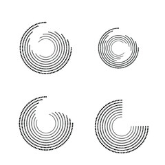 Halftone dots in circle form. round logo . vector dotted frame . design element