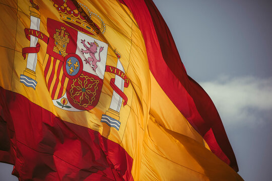 Flag of Spain waving in the wind.