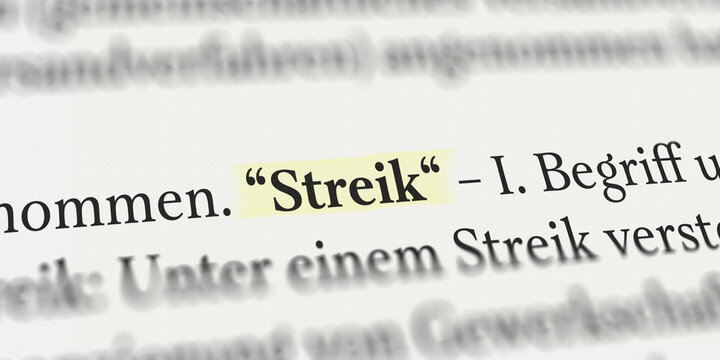Streik im Buch mit Textmarker markiert