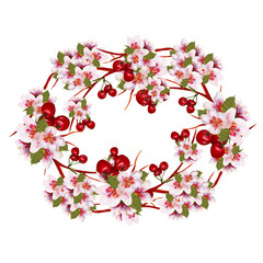 Hand painted cherry blossom wreath, perfect to use on the web or in print