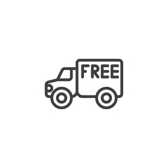 Free delivery line icon. linear style sign for mobile concept and web design. Delivery truck free outline vector icon. Symbol, logo illustration. Vector graphics