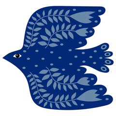 Vector illustration of a bird in folk art. Сollection for sublimation design, print, poster design, card making, stationery, party tags, blog design, logos, digital scrapbooking, packaging, greeting c