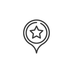Favorite place point line icon. linear style sign for mobile concept and web design. Map marker with star outline vector icon. Symbol, logo illustration. Vector graphics