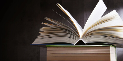 Composition with open book on the table
