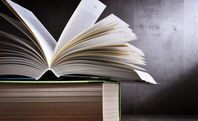 Composition with open book on the table