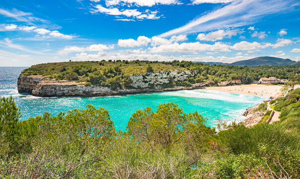 Majorca beach Cala Romantica, beautiful bay, Balearic Islands