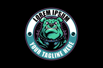 Bulldog head cartoon character vector logo design