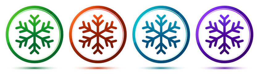 Snowflake icon artistic frame round button set illustration