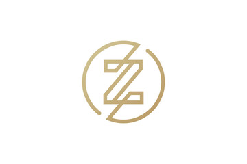 Z logo design . letter Z logo . clean and modern line art or single line style. Z logo using gold color . vector illustration