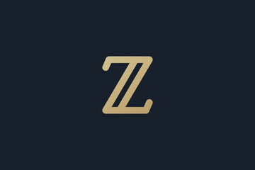 Z logo design . letter Z logo . clean and modern line art or single line style. Z logo using gold color . vector illustration