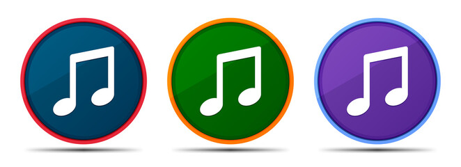 Music note icon silky smart flat round buton set illustration