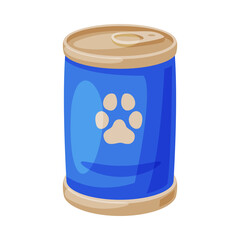 Aluminum Can Pet Food Cartoon Style Vector Illustration on White Background