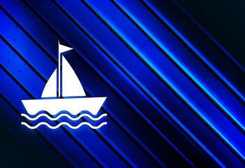 Sailboat icon artistic line abstract blue background illustration