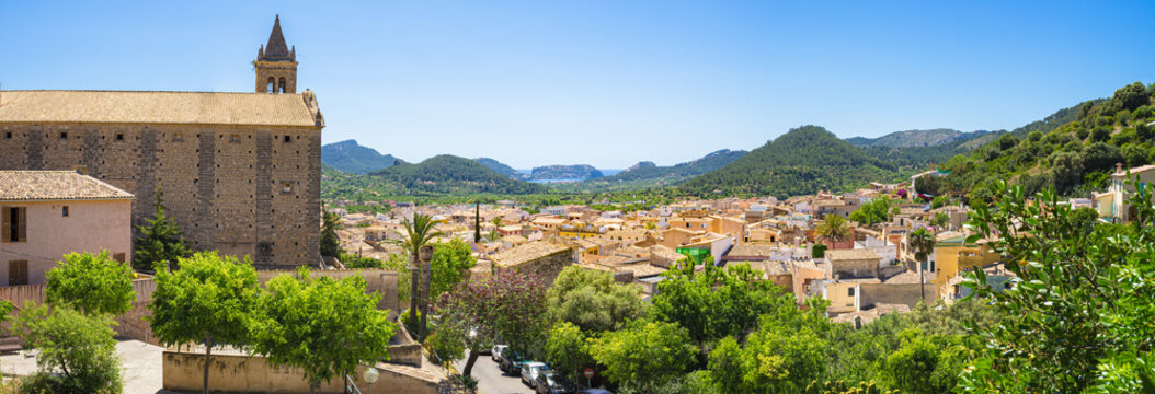 Majorca Spain, panorama view of town Andratx
