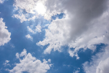 cloudy sky with the sun in rainy season that with out the rain