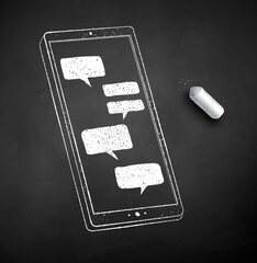 Chalk drawn illustration of smartphone © Sonya illustration