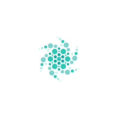 Blue energy round logo isolated on white. Circles and dotes abstract shape.