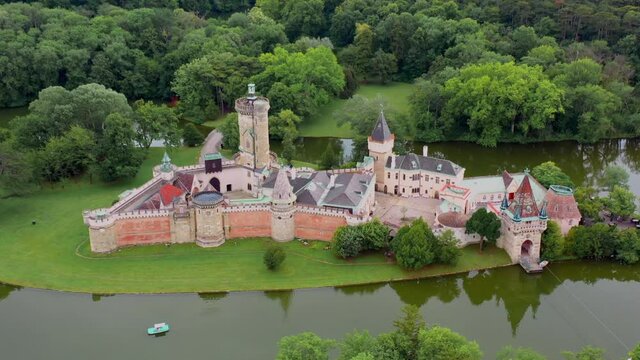 Franzensburg castle in Austria. Built between 1801 and 1836, it was named in memory of the last Holy Roman Emperor, Francis II, who died in 1835. Amazing area, lake, forest, fields. recreation place.