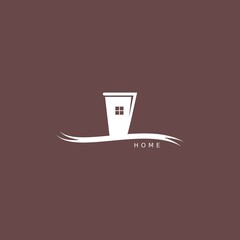 Coffee cup icon. Simple home logo. House logo. Simple abstract home or monument or apartment logo design for business.