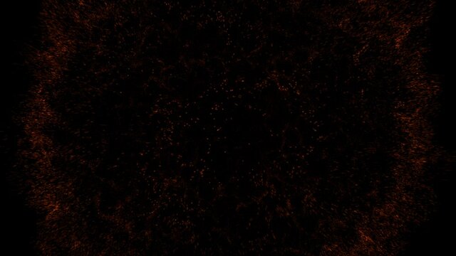 Set of 3 particle flame explosions shock wave effect with different shapes and burst speed. For screen mode. 4K Abstract particle dynamic template animation VFX overlay and alpha matte elements.