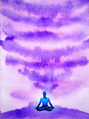 crown ckakra mind spiritual meditation human yoga abstract art watercolor painting illustration design drawing