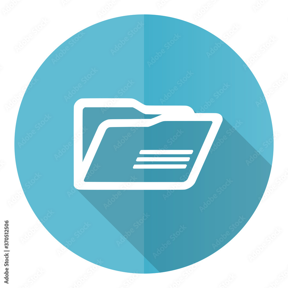 Fototapete folder vector icon, flat design blue round web button isolated on white background