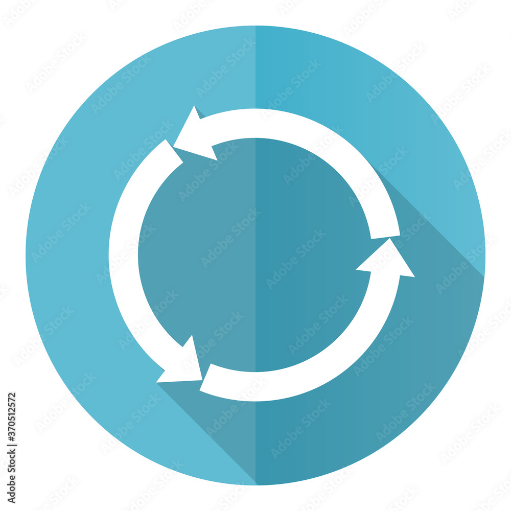 Poster Reload web vector icon, flat design blue round web button isolated on white background
